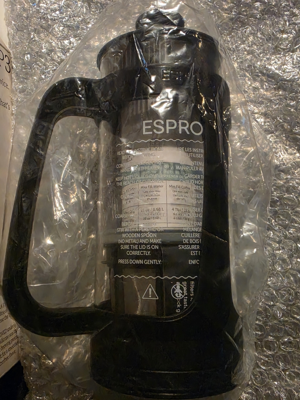 Black French Press Coffee Maker with Handle